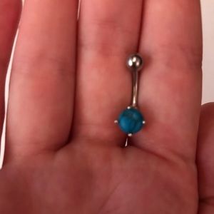 Turquoise stone belly ring
